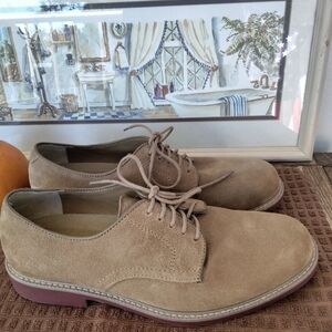 Men's G.H.Bass "Brockton" Tan Suede Leather Oxfords. Size 10.5D. Excellent Cond.